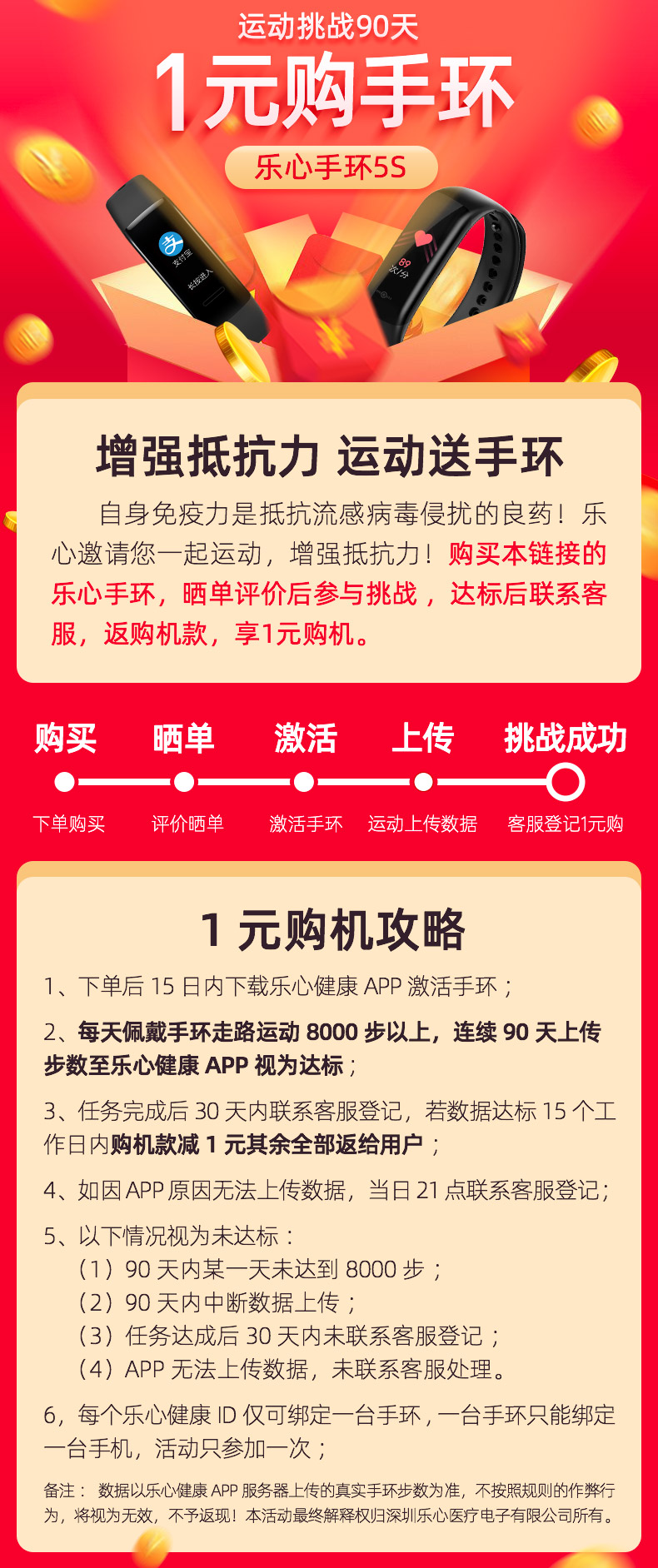 京东天猫0元购乐心手环5S 图片1