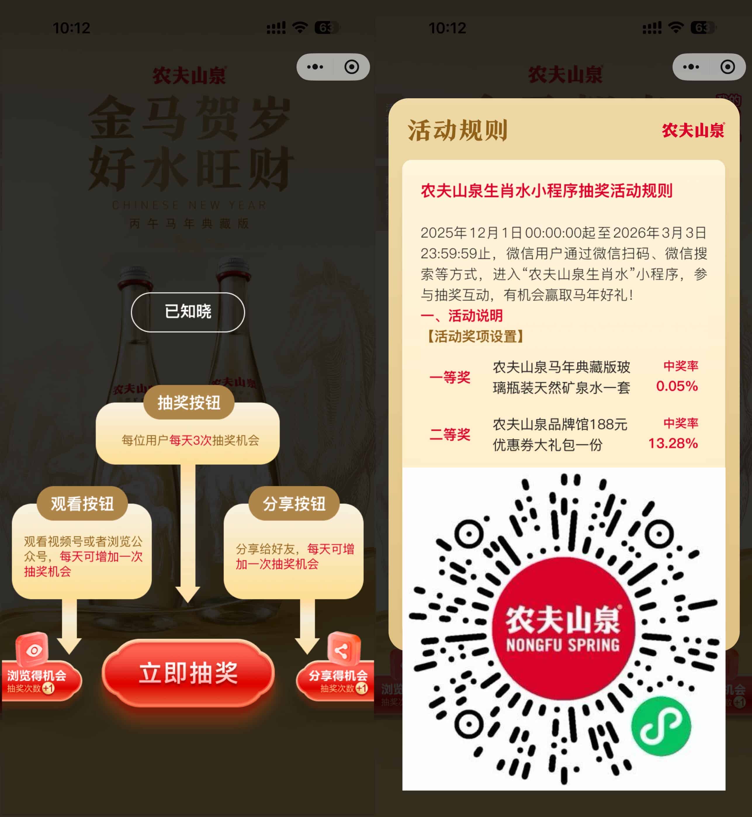 农夫山泉抽生肖玻璃瓶矿泉水 图片1