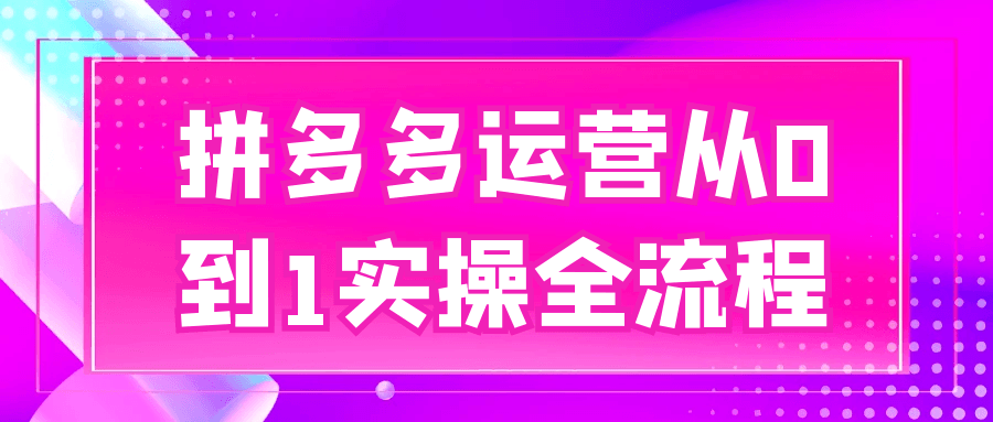 拼多多运营从0到1实操全流程 图片1