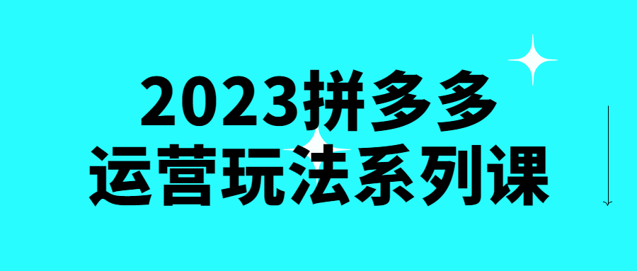 2023拼多多运营玩法系列课 图片1 2023拼多多运营玩法系列课 图片1