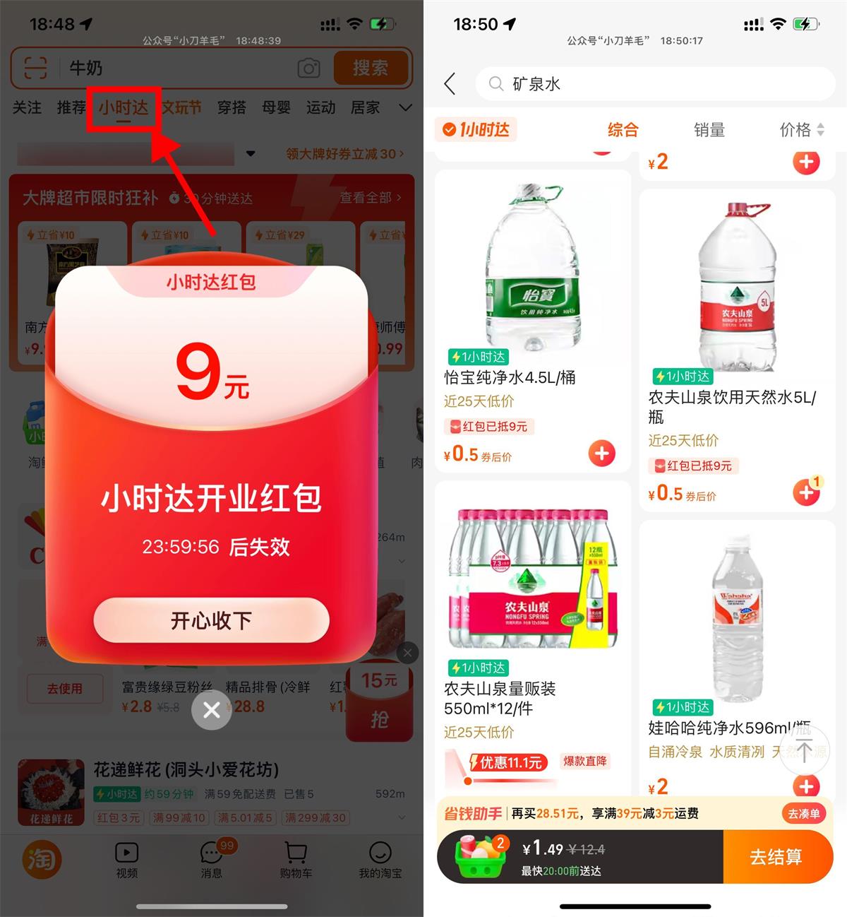 淘宝小时达新人几块钱撸实物 图片1