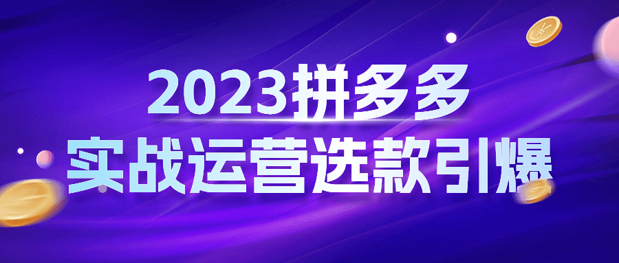 2023拼多多实战运营选款引爆 图片1 2023拼多多实战运营选款引爆 图片1