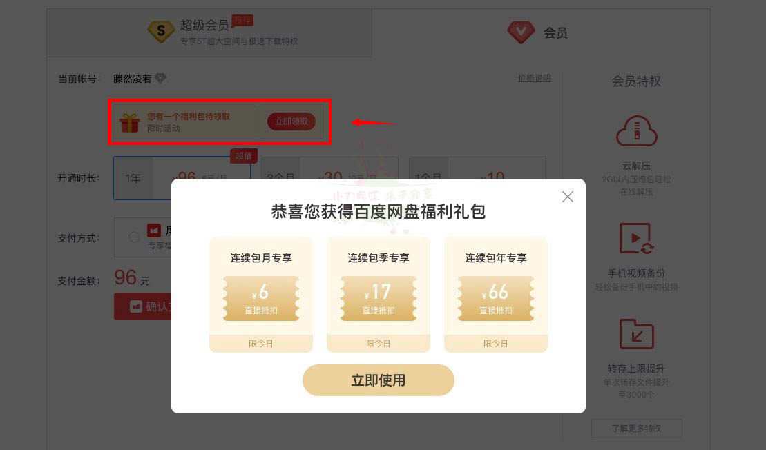 197开1年百度网盘超级会员 图片1
