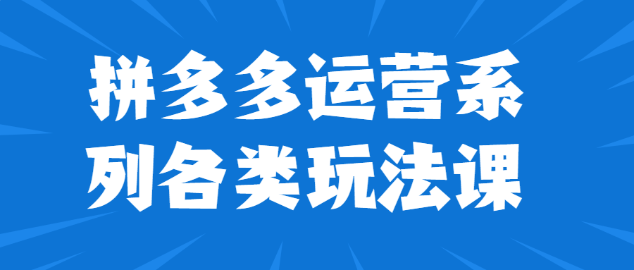 拼多多运营系列各类玩法课 图片1