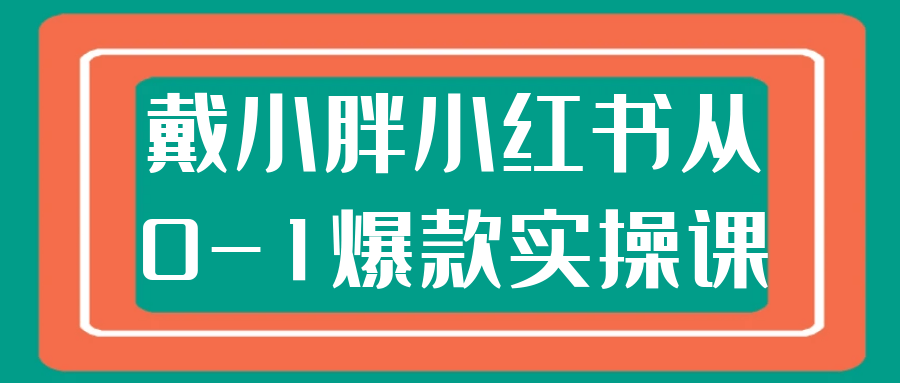 戴小胖小红书从0-1爆款实操课 图片1 戴小胖小红书从0-1爆款实操课 图片1
